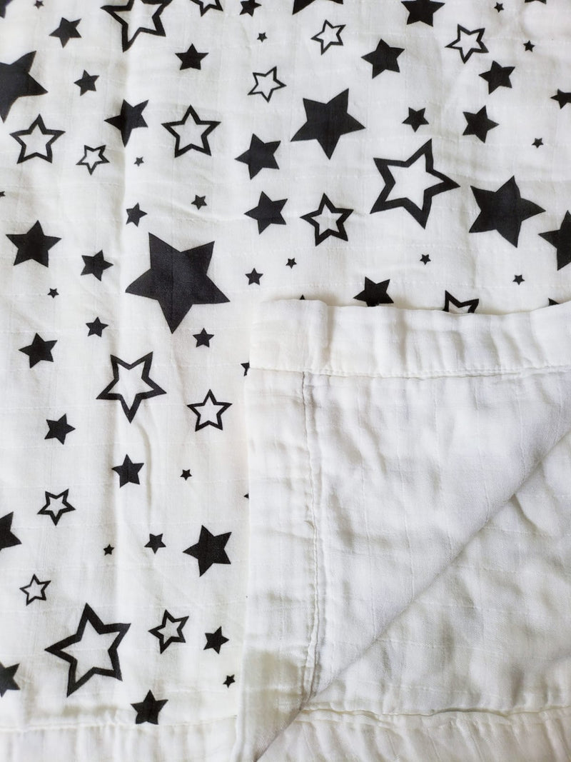 Monochrome Star Muslin Blanket