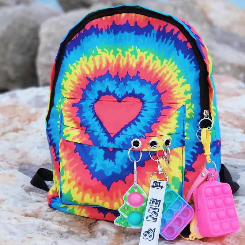 Rainbow Hearts Tie Dye Fidget Backpack