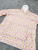 Happy Flowers Pink Snuggle Hood Wearable Blanket (Regular Free Size Adult & Plus Size)