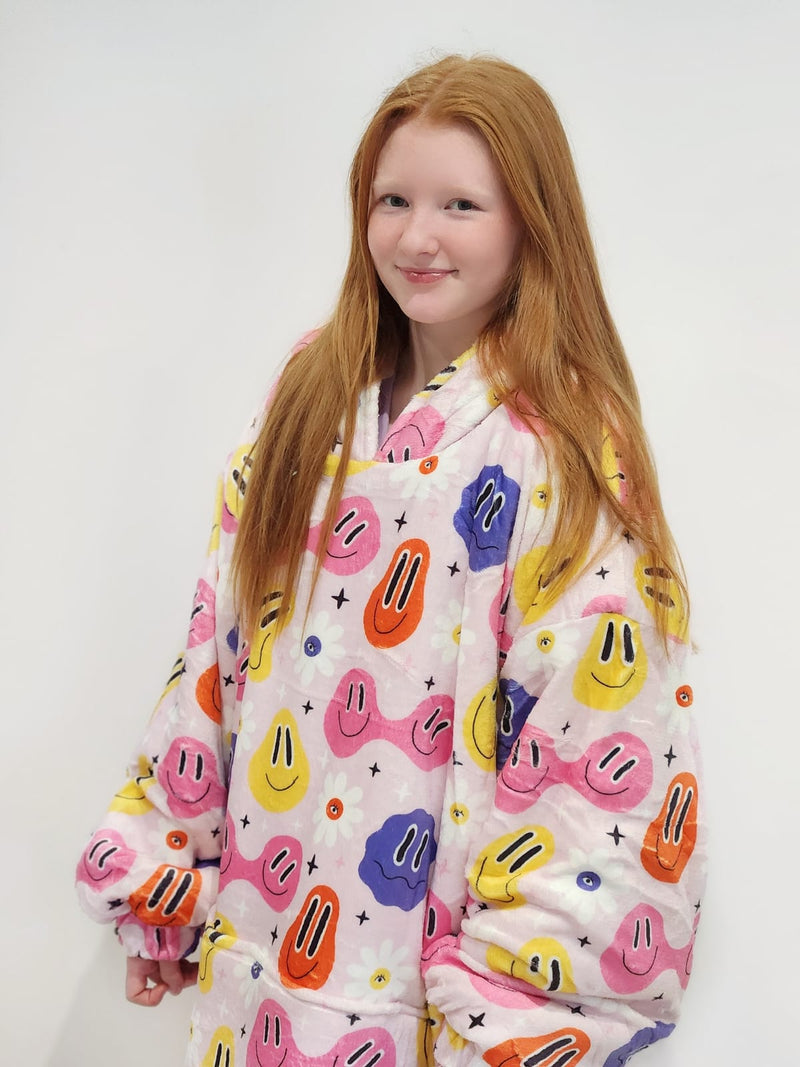 Silly Smiles Snuggle Hood Wearable Blanket (Regular Free Size Adult & Plus Size)